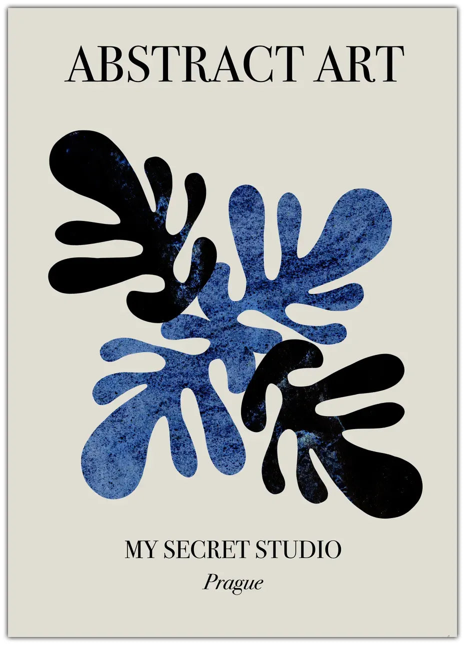 Abstract Blue Leaves Plakat