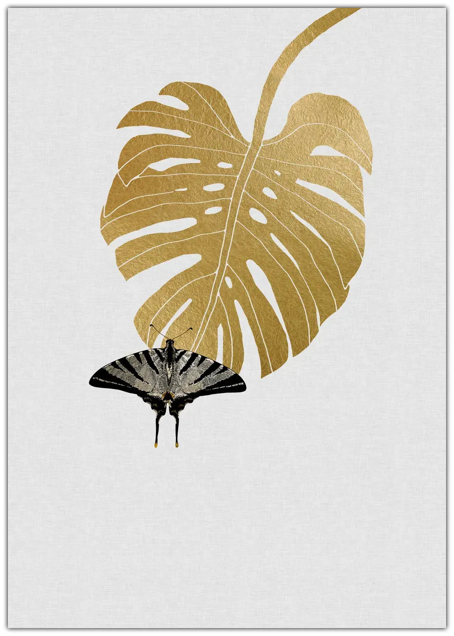 Butterfly & Monstera Leaf Plakat