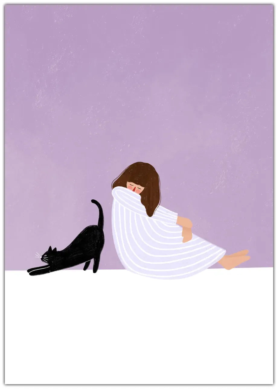 Girl and Cat Plakat