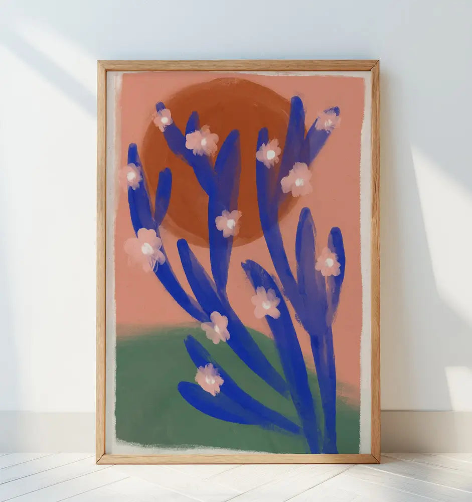 Blue Desert Cactus Plakat