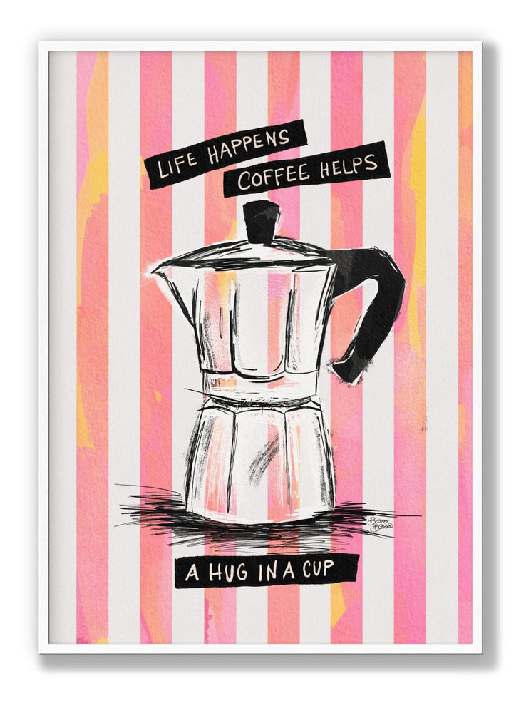 Mokka-Kaffee auf Streifen - Umarmung in einer Tasse Poster