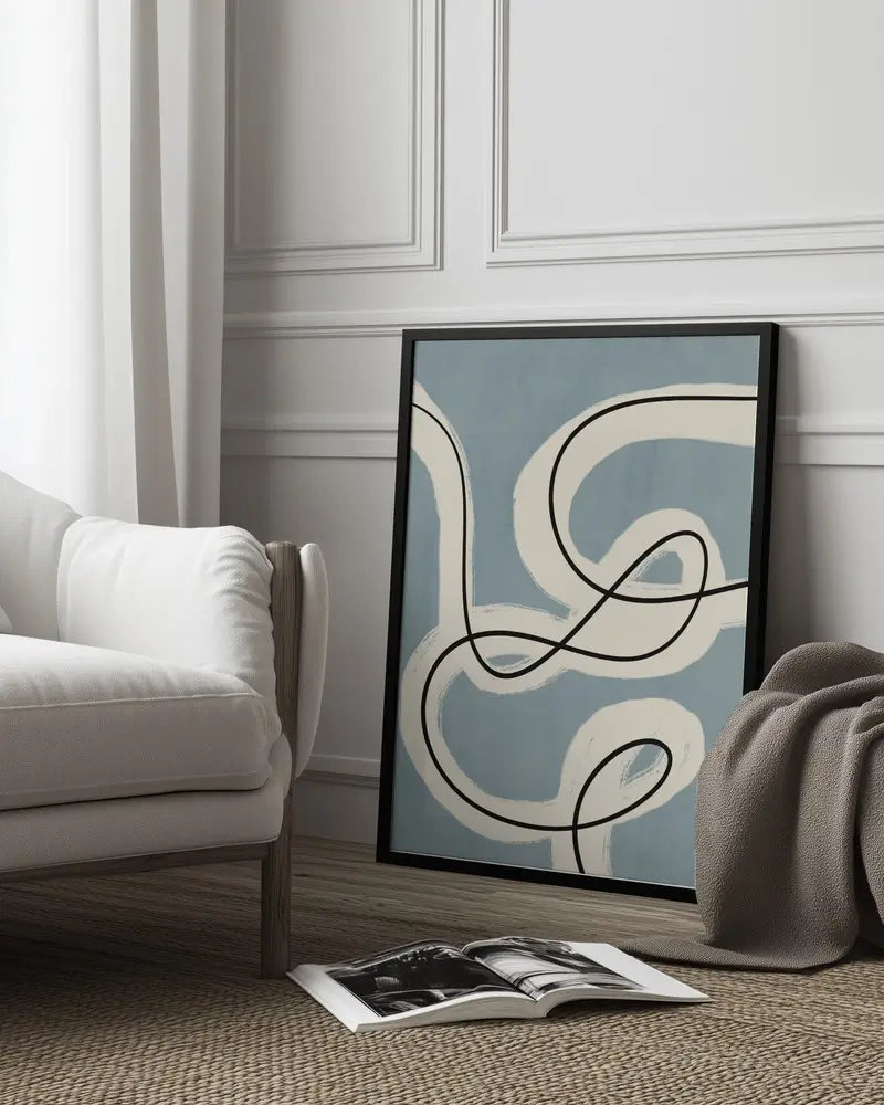 Minimalist line art in blue grey Plakat