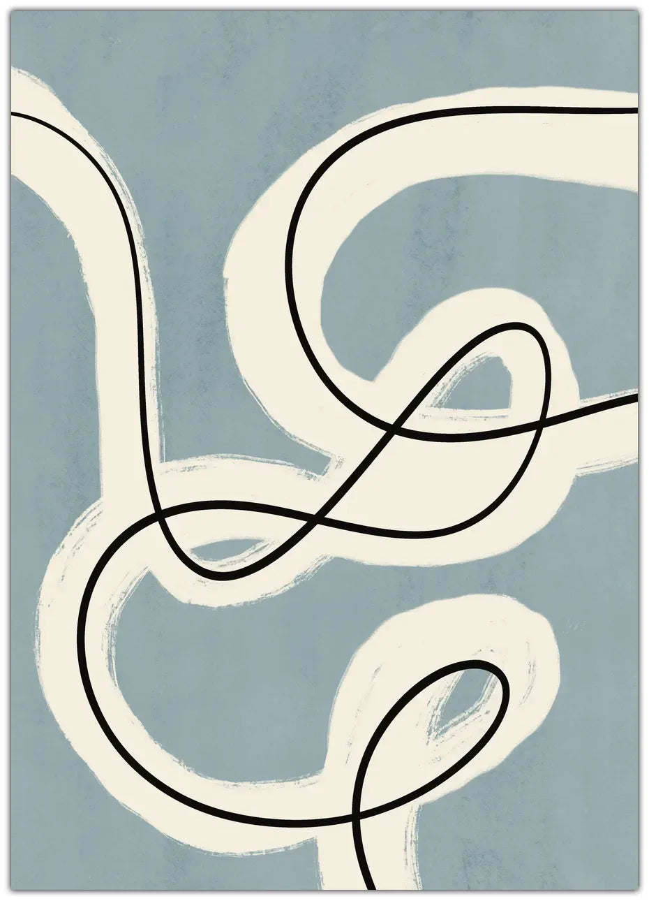 Minimalist line art in blue grey Plakat