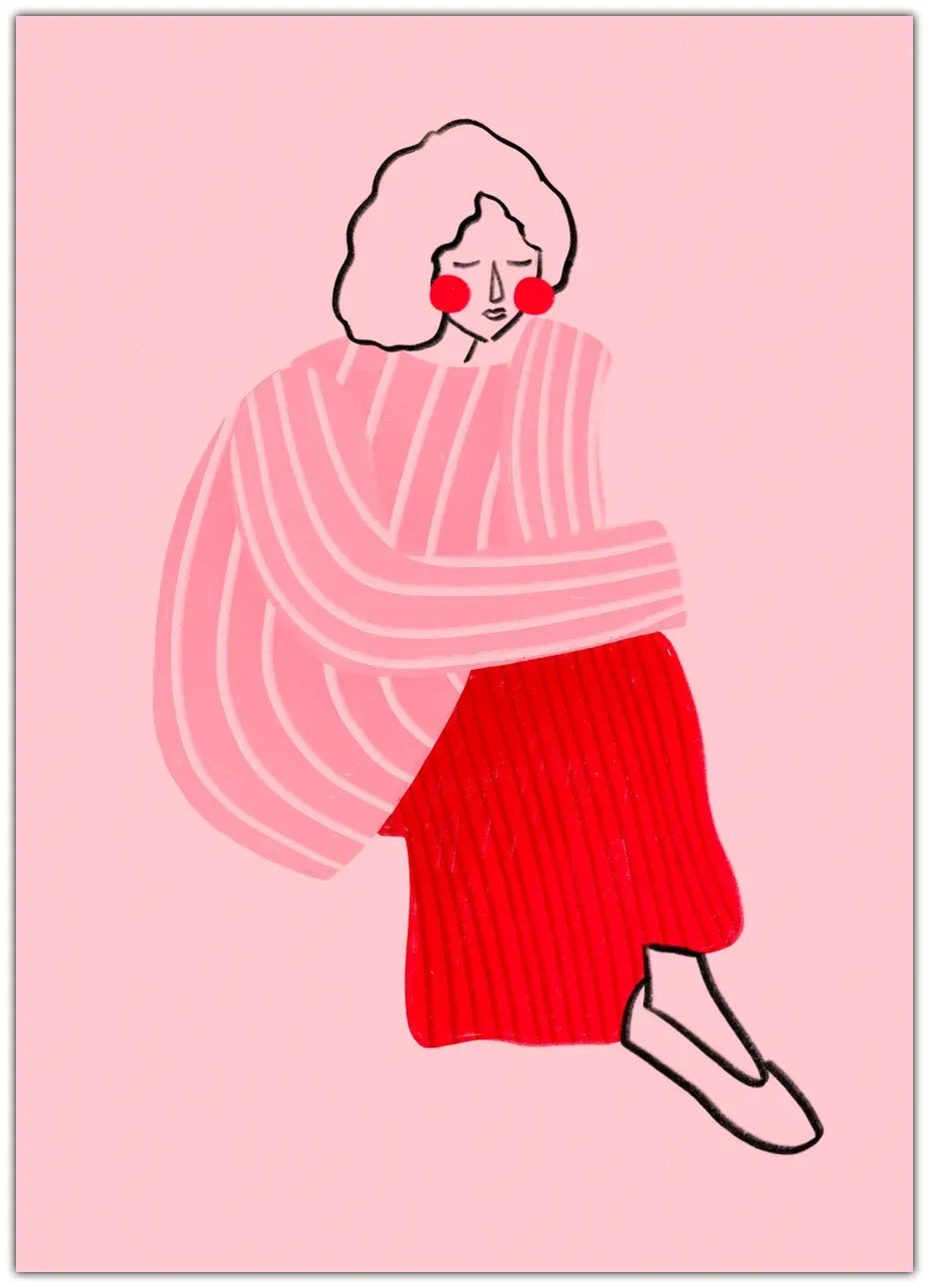 Pink and Red Line Lady Plakat