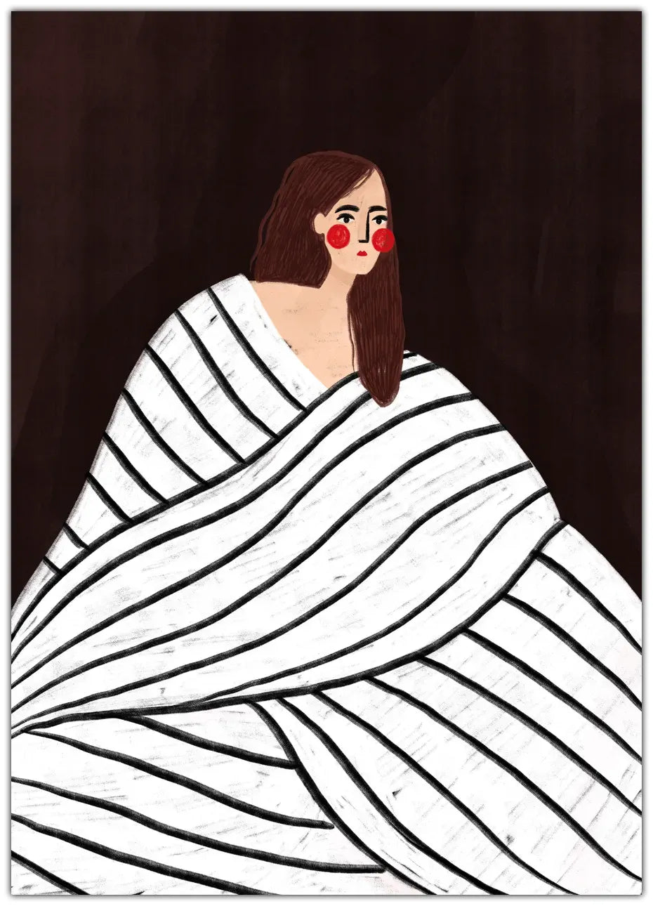 The Woman With Black and White Stripes Plakat