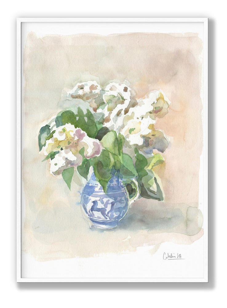 White Lilacs In A Vase Watercolor Plakat