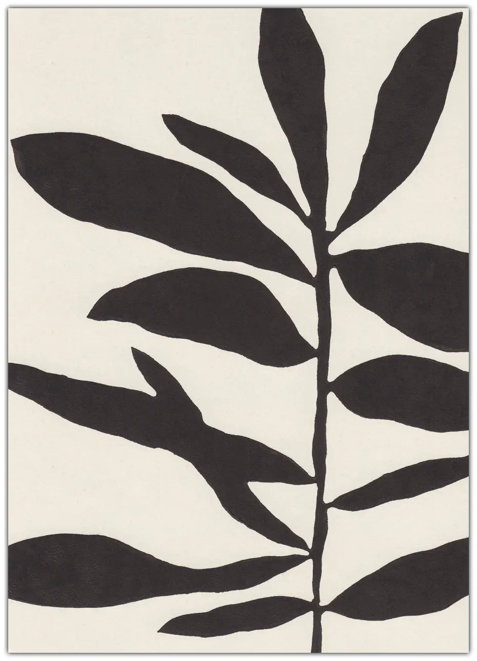 Linocut Branch No1 Black & White Plakat