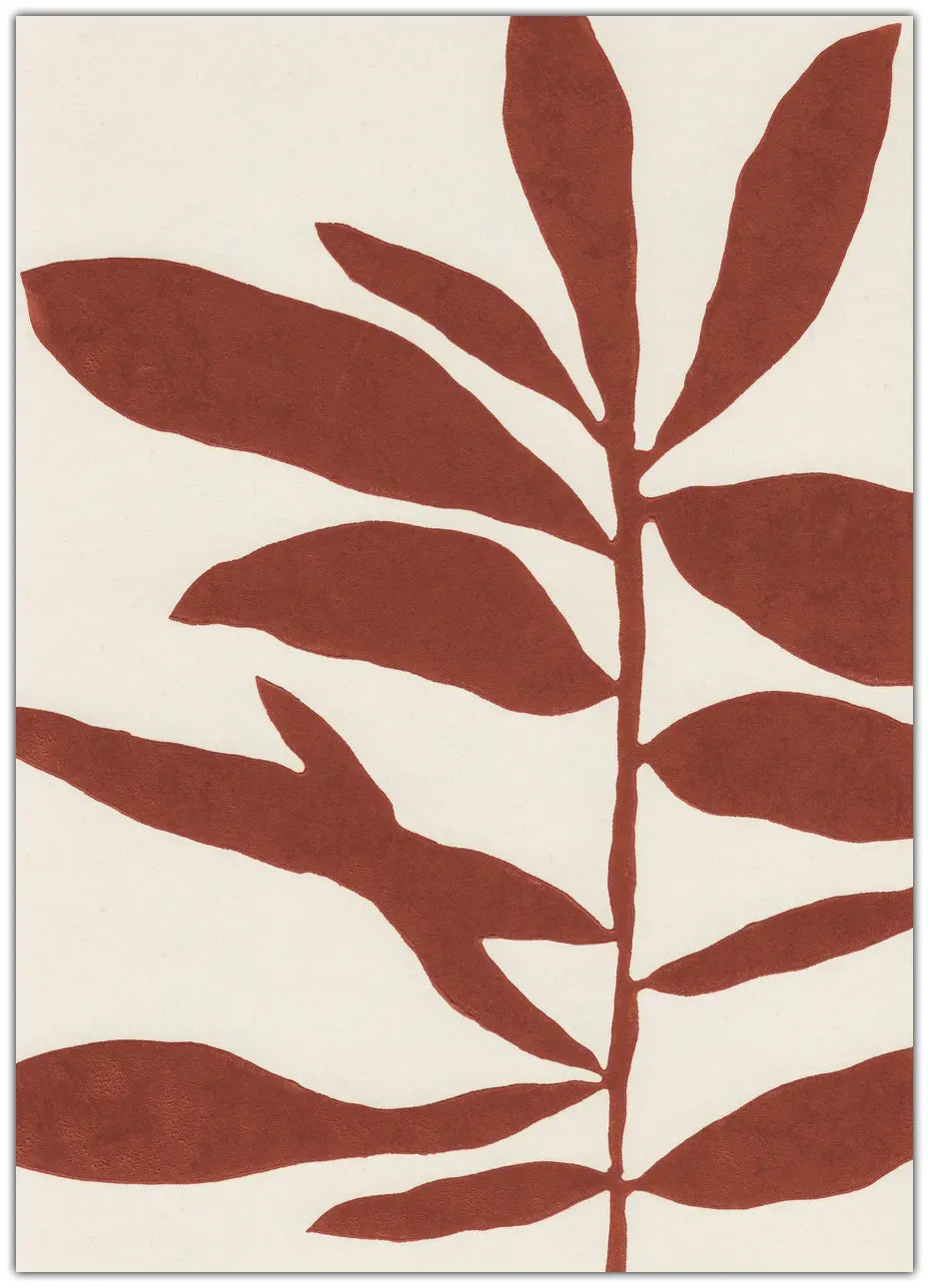 Linocut Branch No2 Saffron Red Plakat