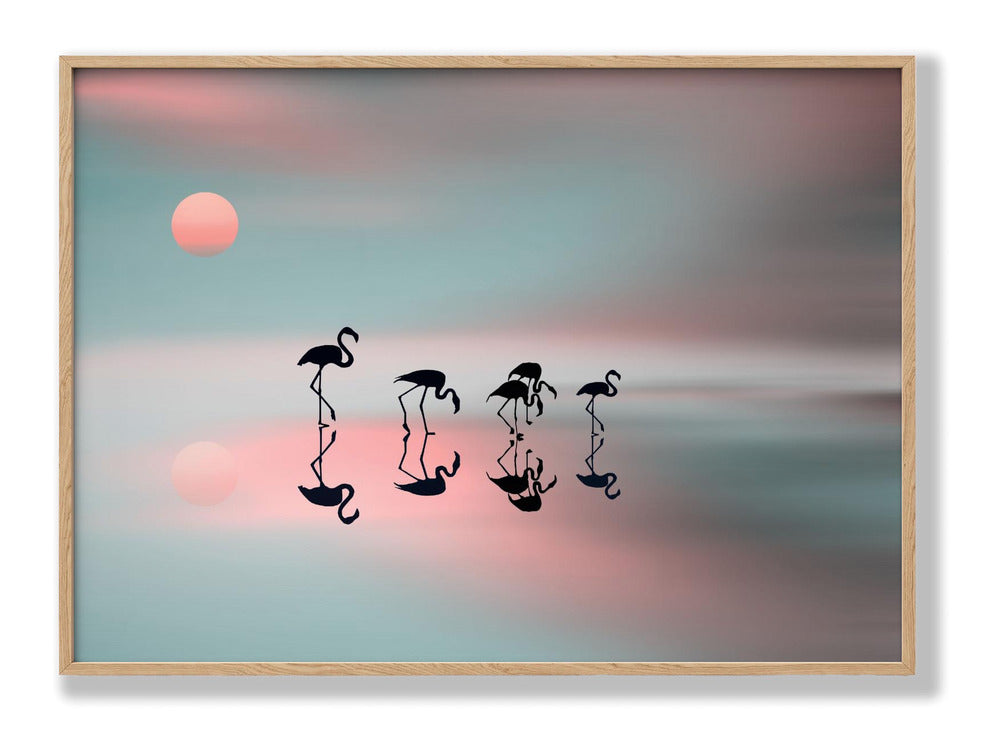 Family flamingos. Plakat