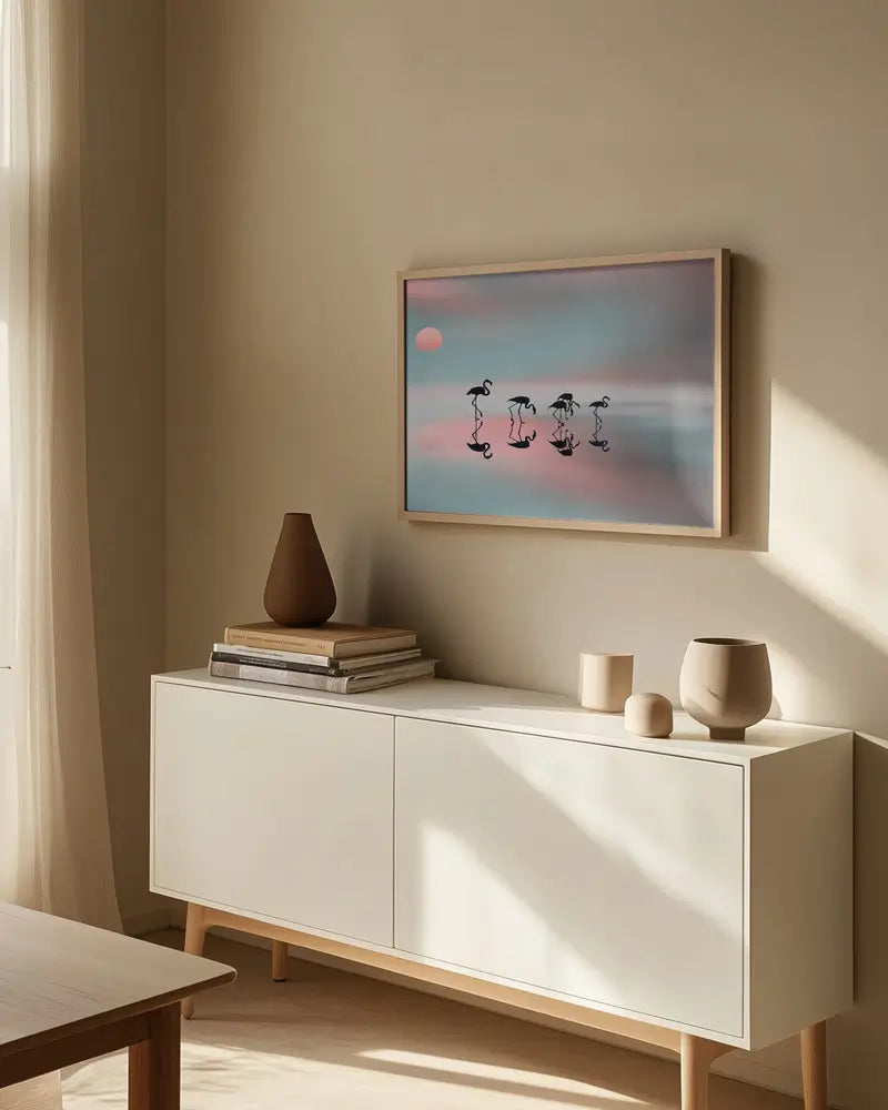 Family flamingos. Plakat
