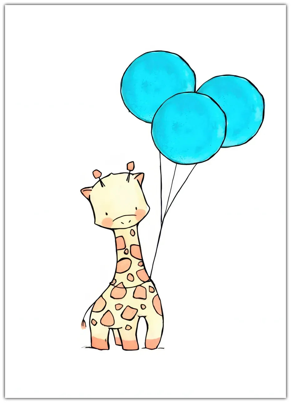 Giraffe With Balloon Plakat