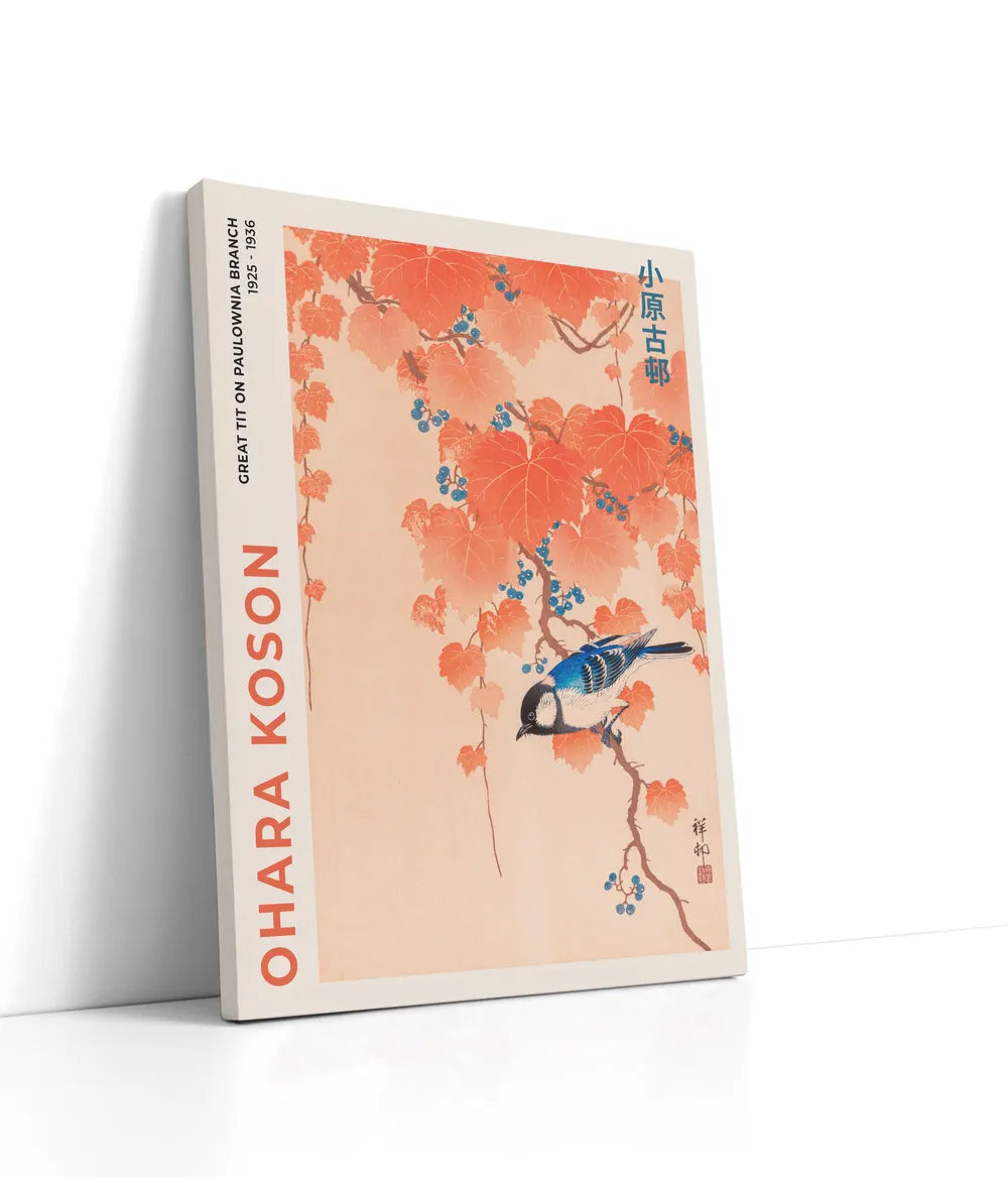 Ohara Koson - Great Tit On Paulownia Branch Lærred