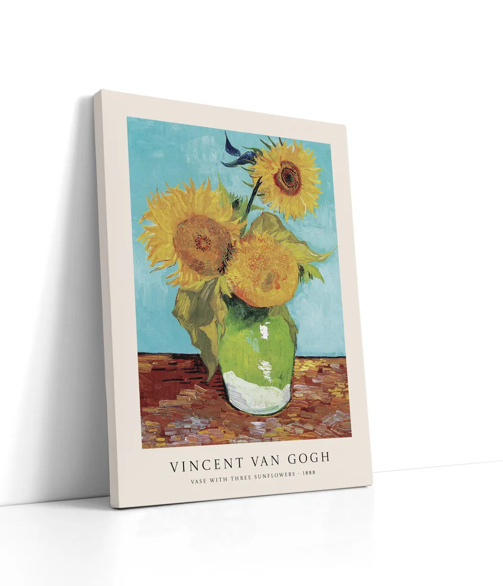 Van Gogh - Vase With Three Sunflowers Lærred