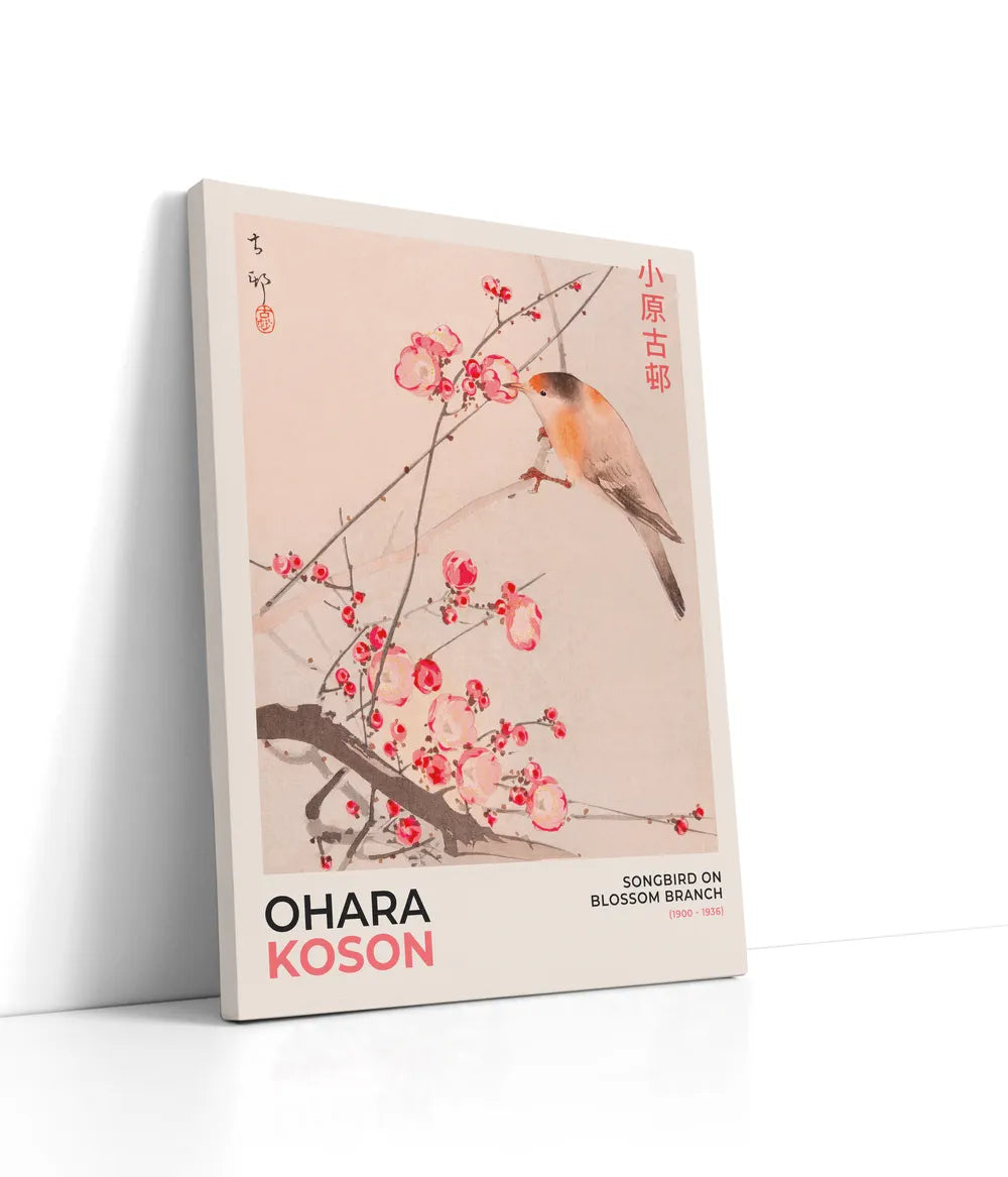 Ohara Koson - Songbird On Blossom Branch Lærred