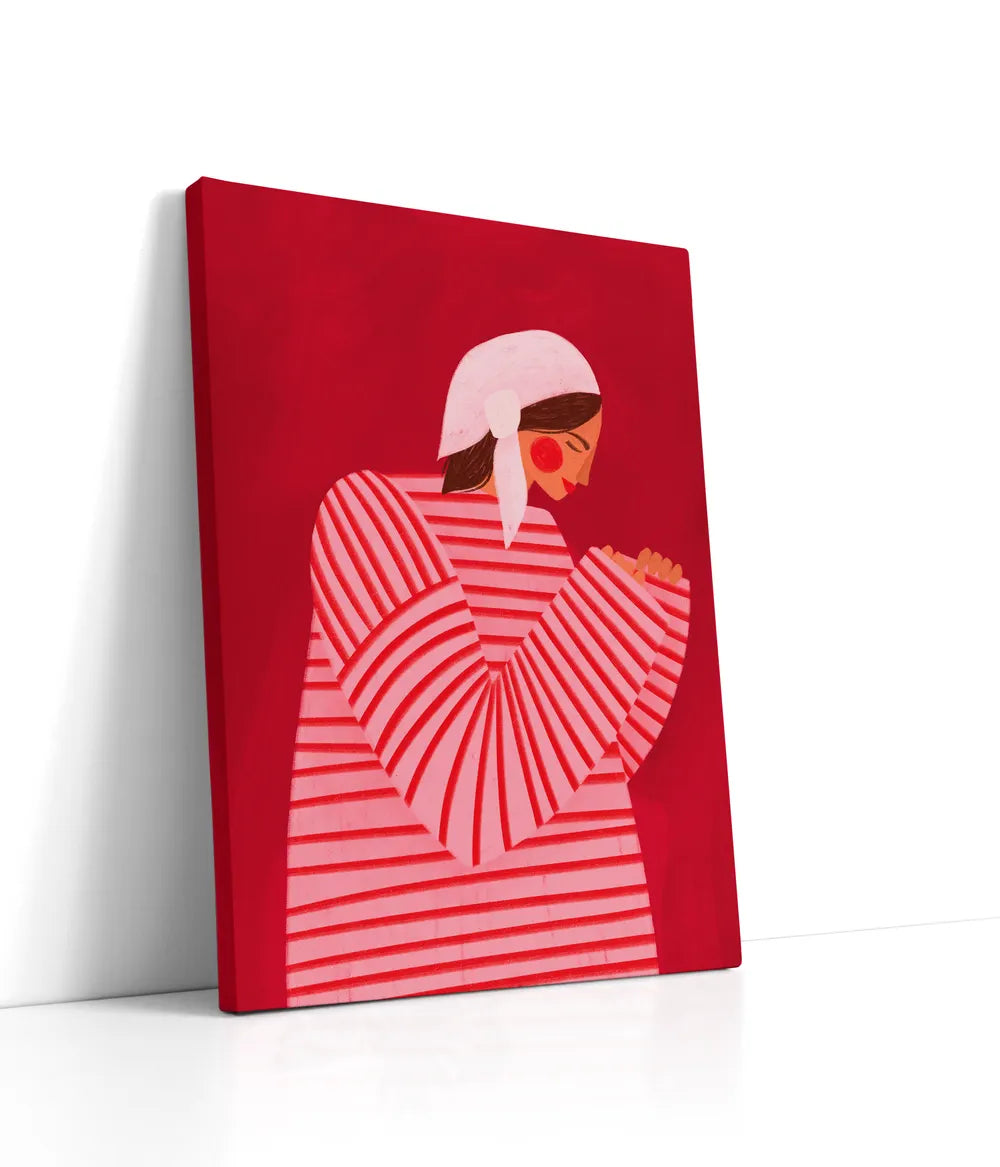 The Woman With the Red Stripes 1 Lærred