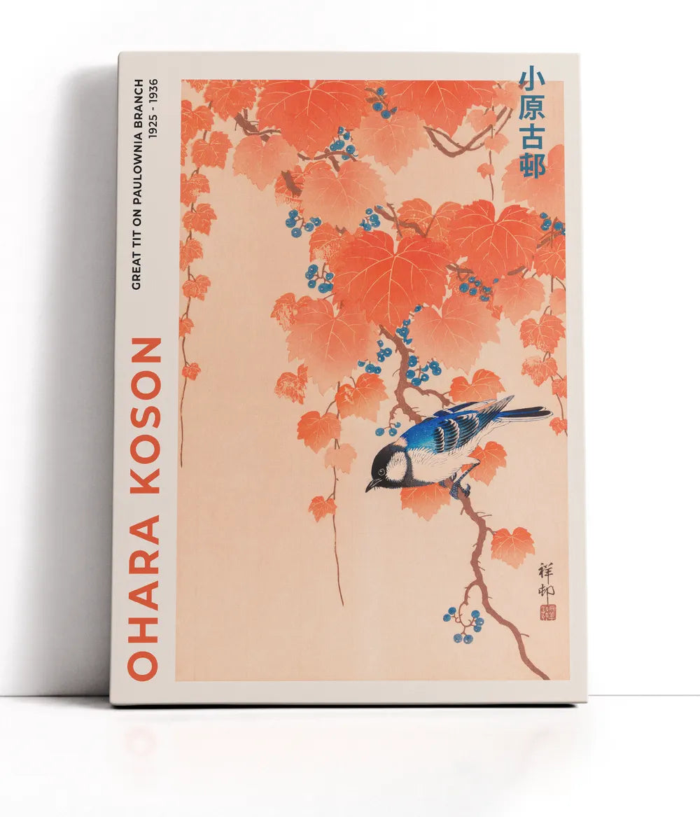 Ohara Koson - Great Tit On Paulownia Branch Lærred