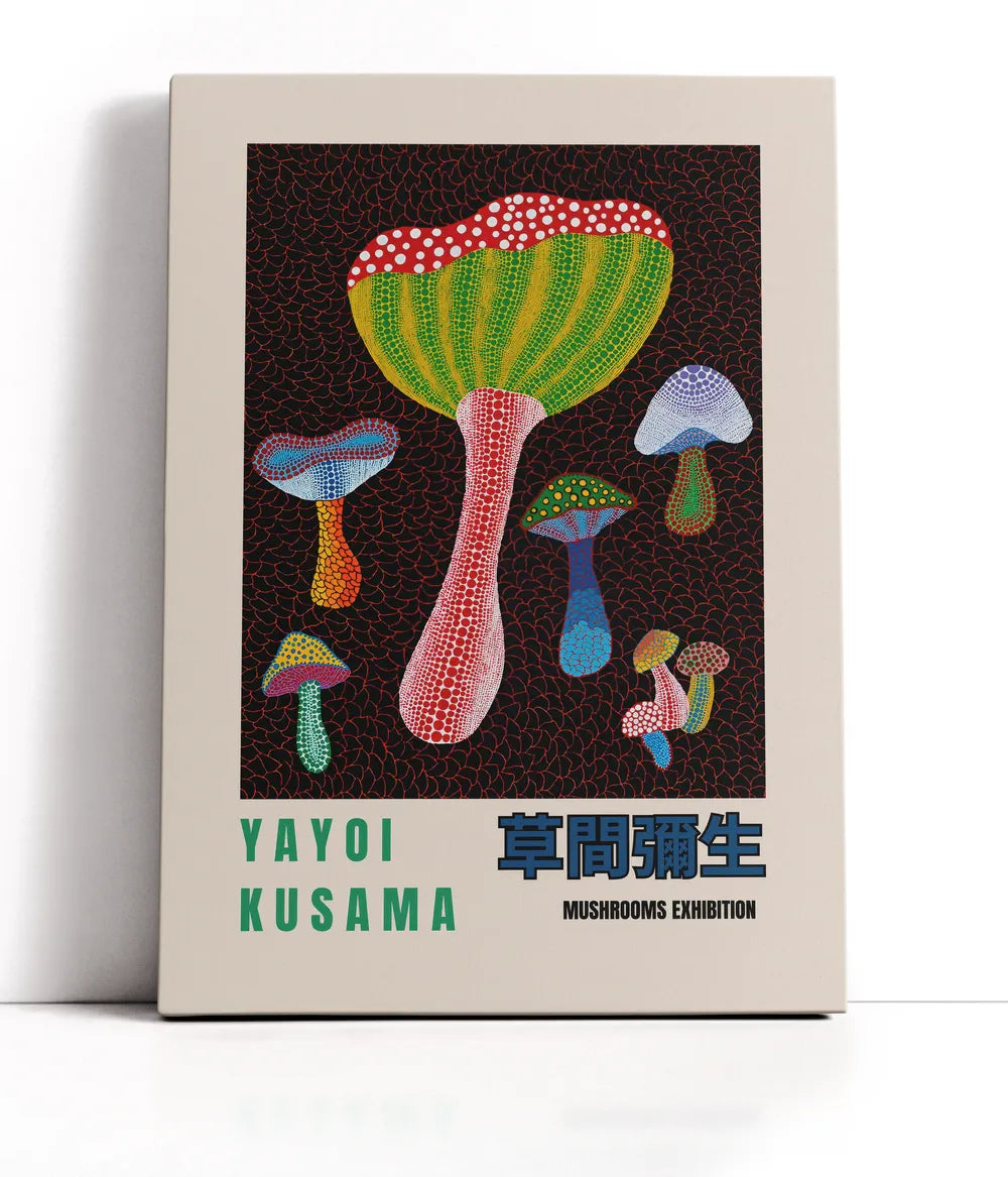 Yayoi Kusama - Mushroom Exhibition Lærred