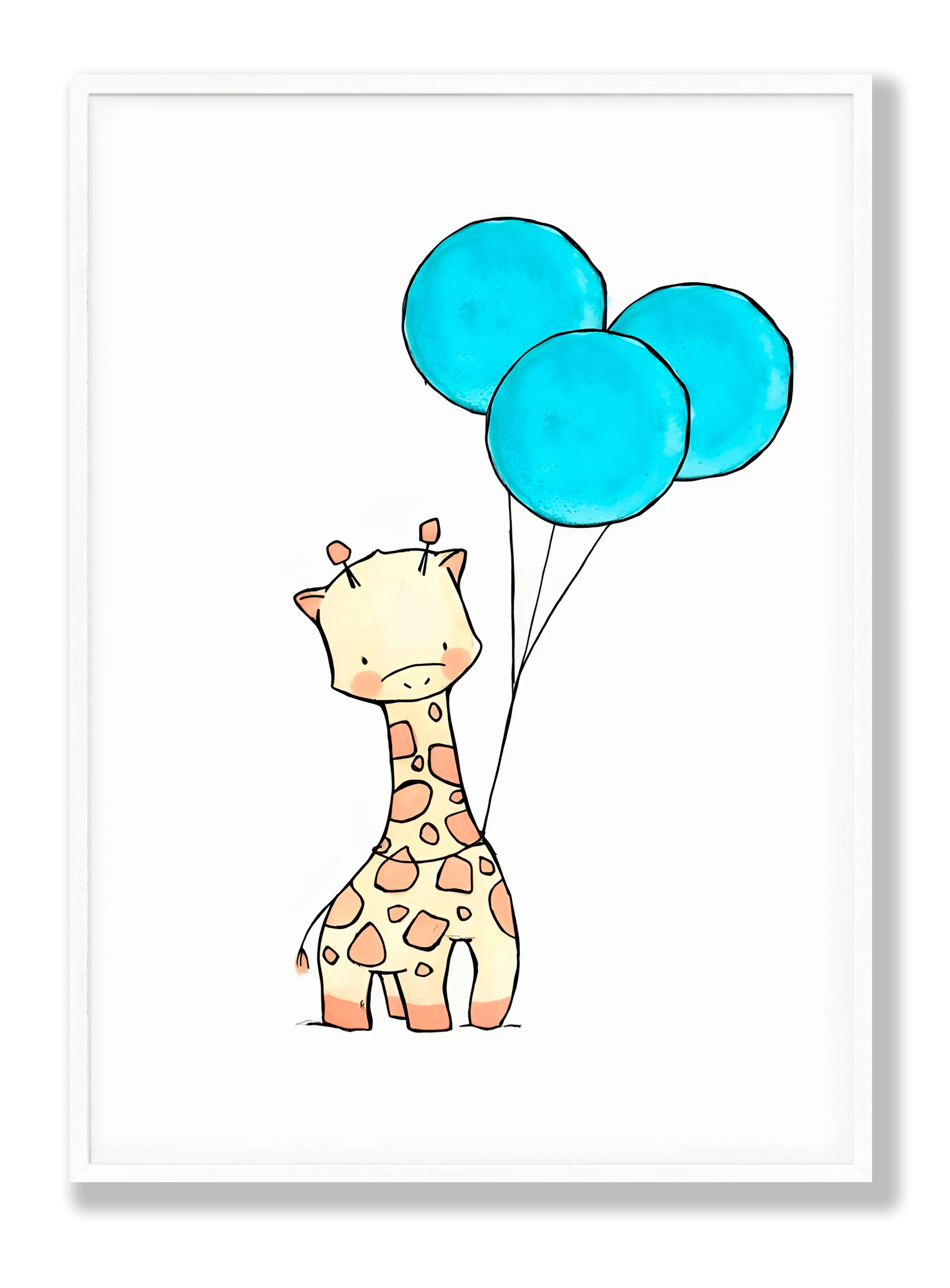 Giraffe With Balloon Plakat