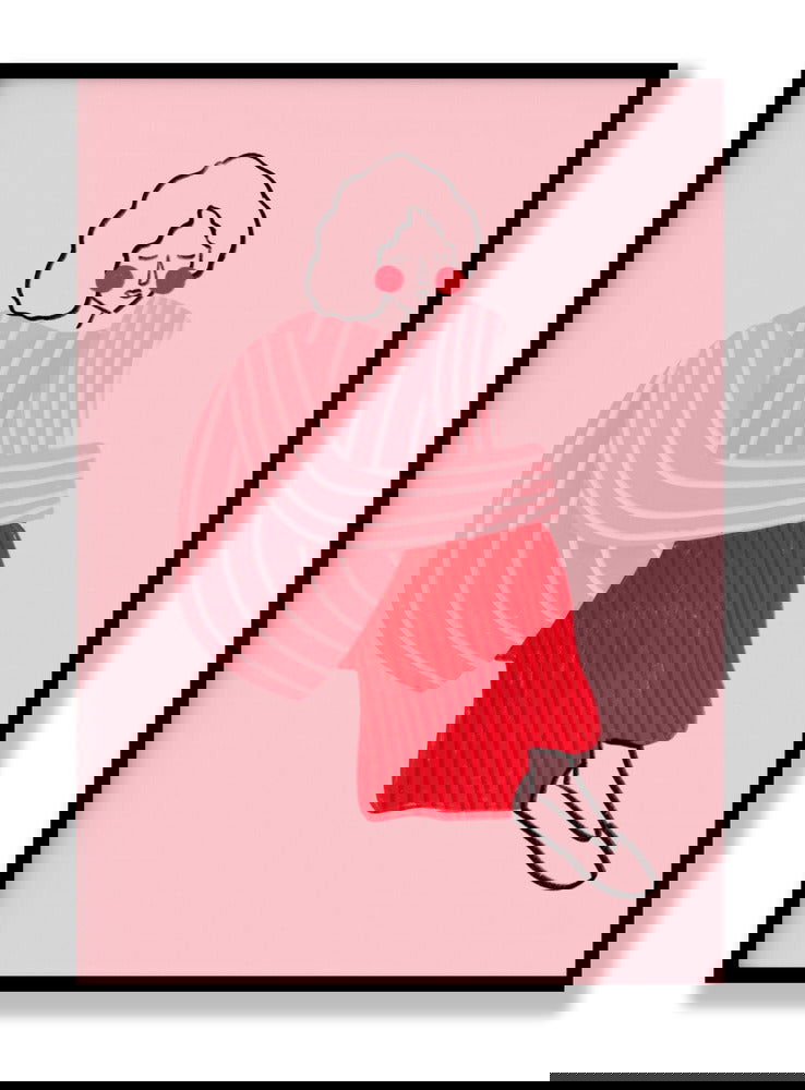 Pink and Red Line Lady plakat