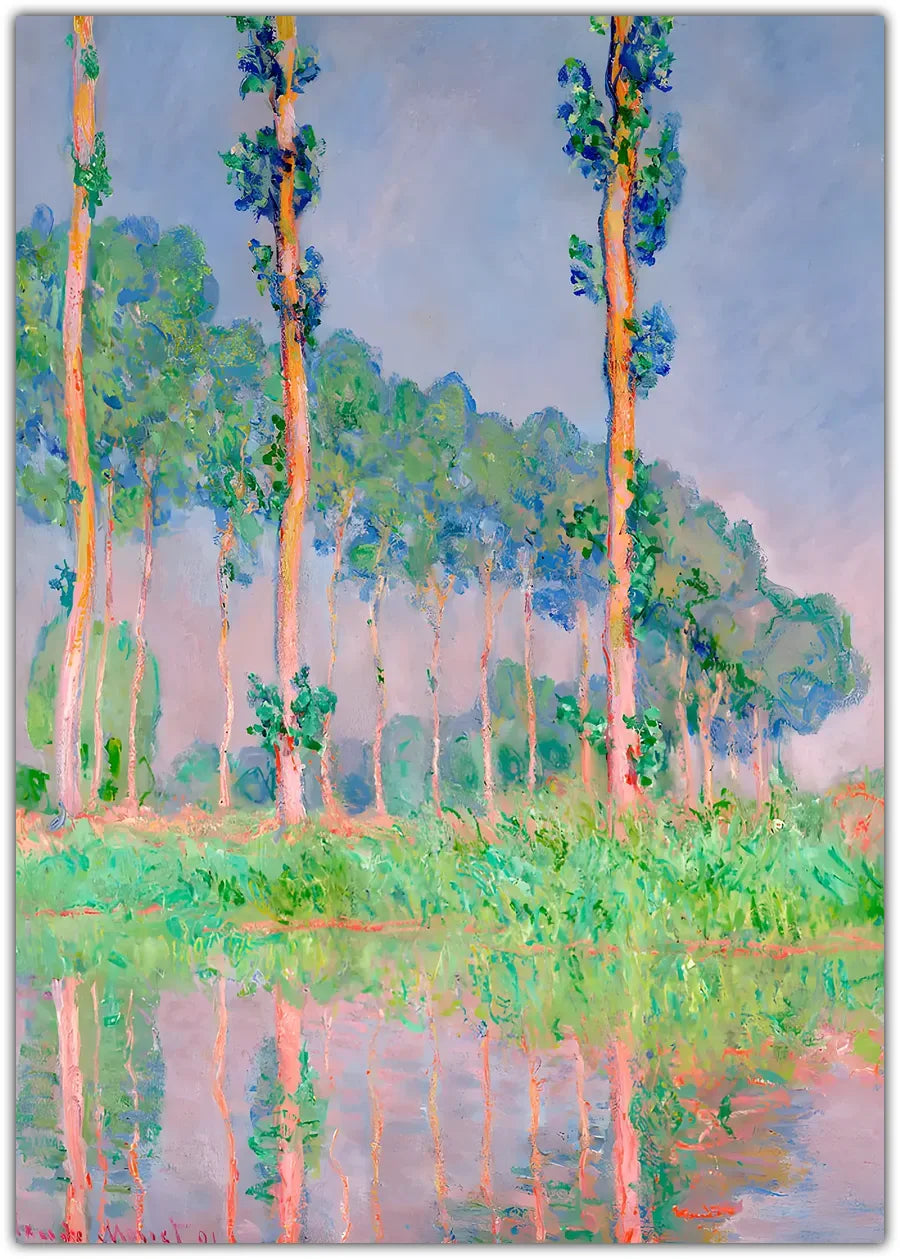 Claude Monet - Poplars, Pink Effect Plakat