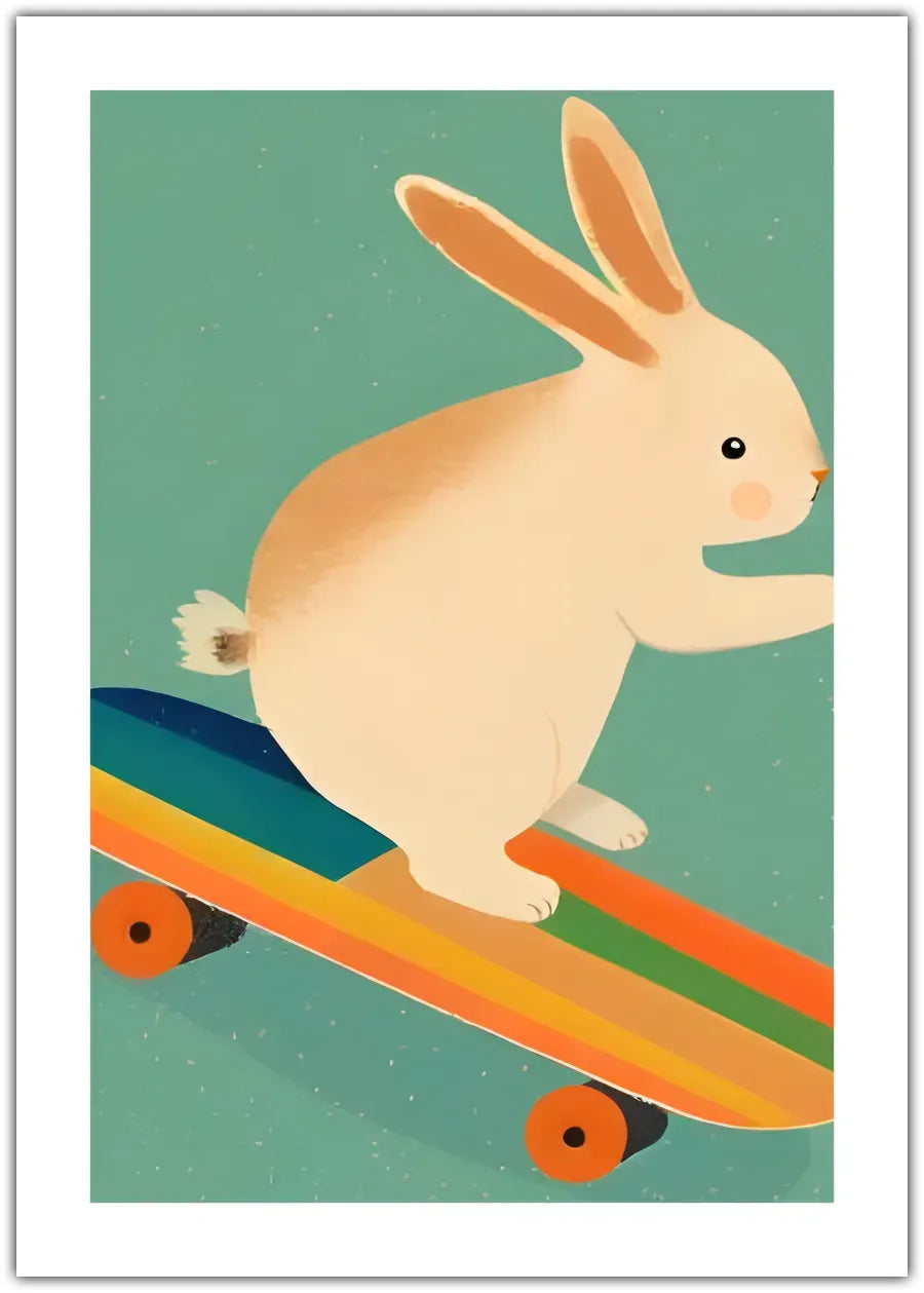 Bunny On Skateboard Plakat