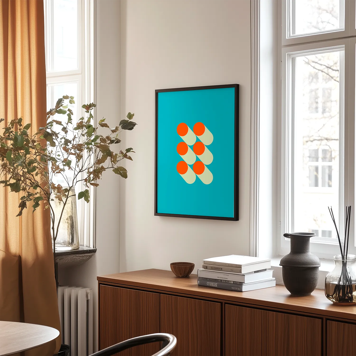 Bauhaus Orange Circles Plakat