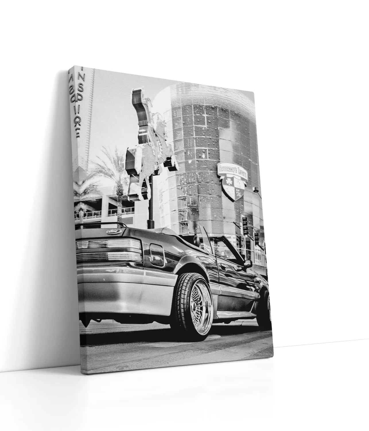 Las Vegas Car B&w Lærred