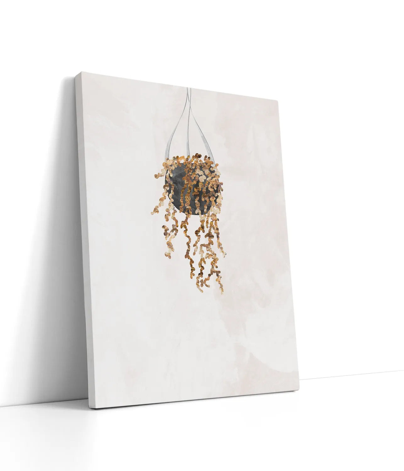 Black and gold house plant 2 Lærred