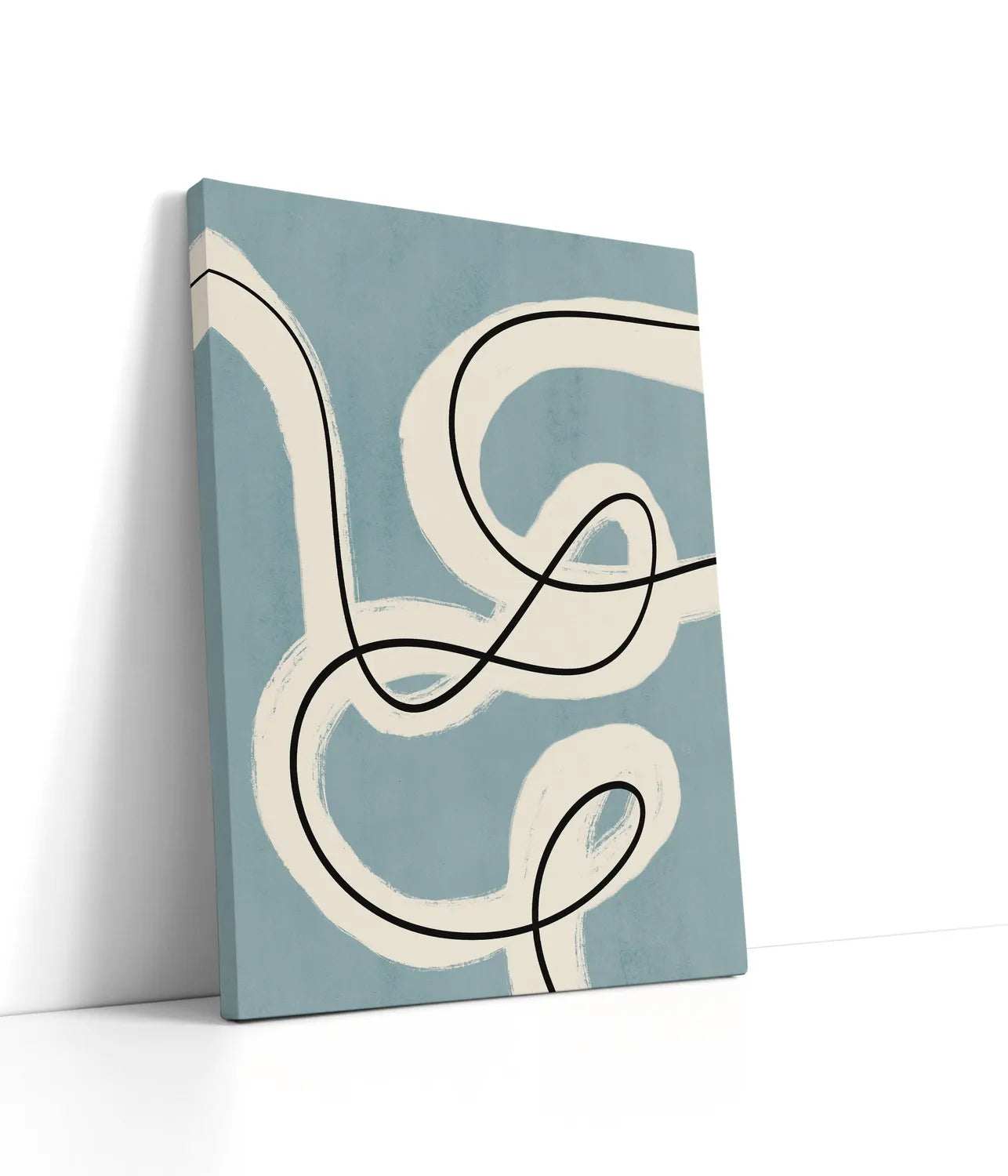 Minimalist line art in blue grey Lærred