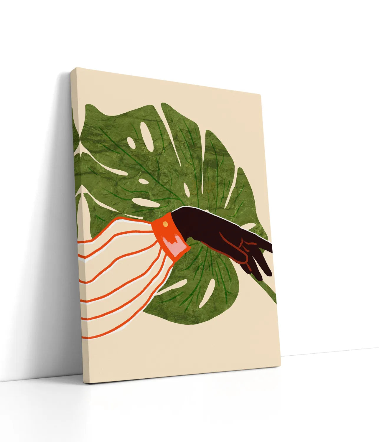 Green Canvas, Red Accent Lærred