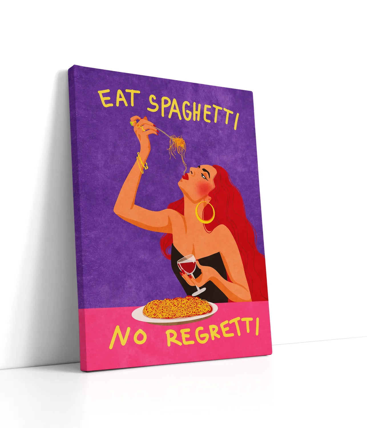 Eat spaghetti no regretti Lærred