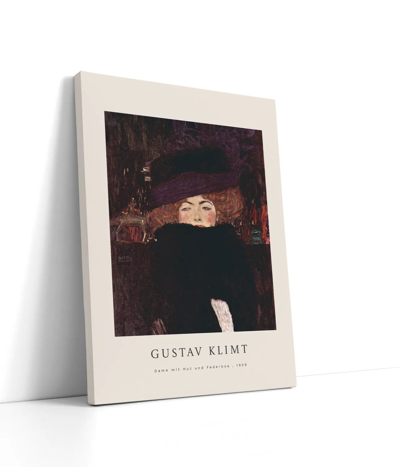 Gustav Klimt - Dame Mit Hut Und Ferderboa Lærred