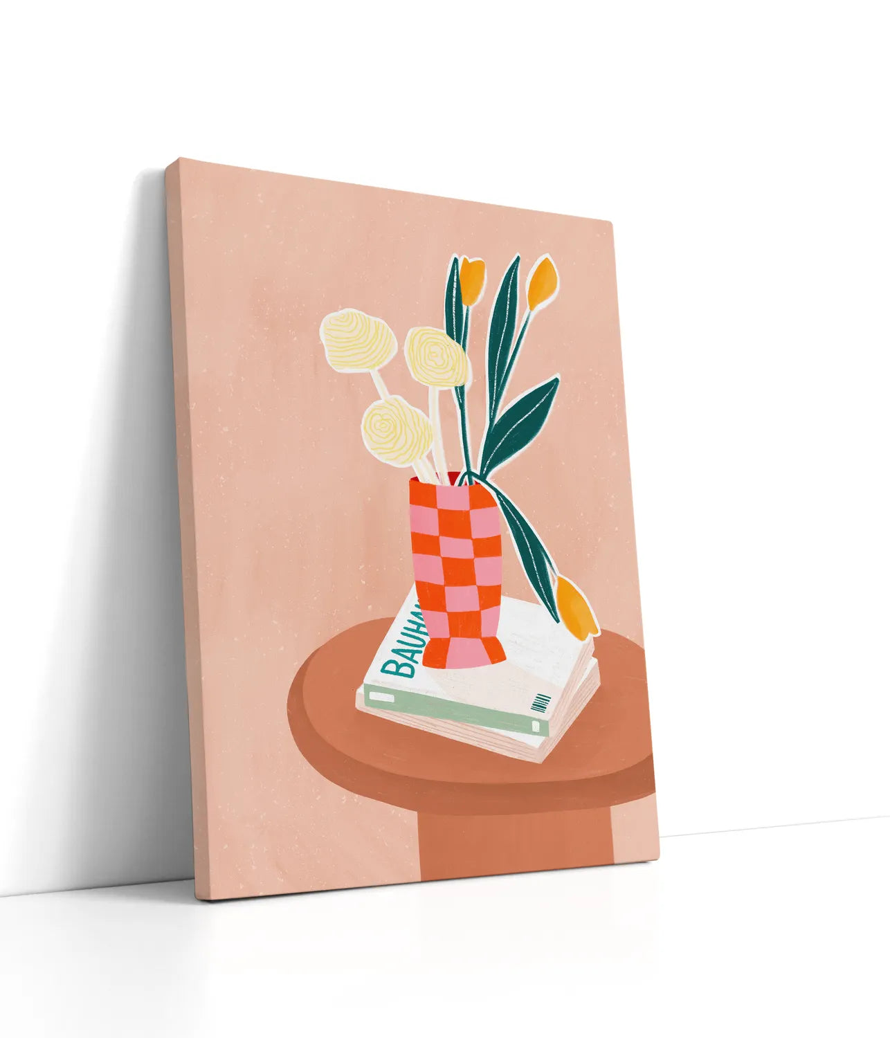 Checkered Vase Lærred