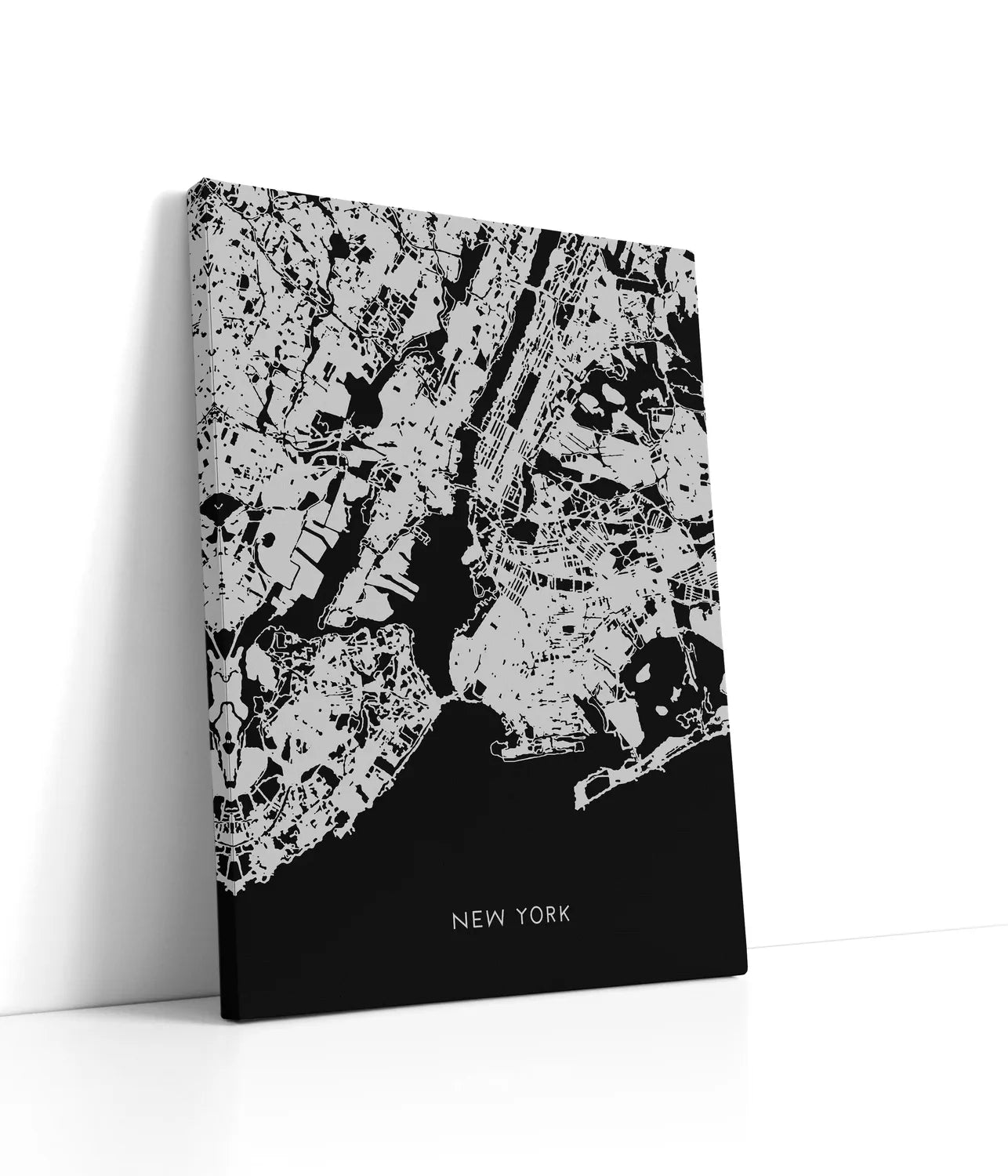 Map New York 2 Black Lærred