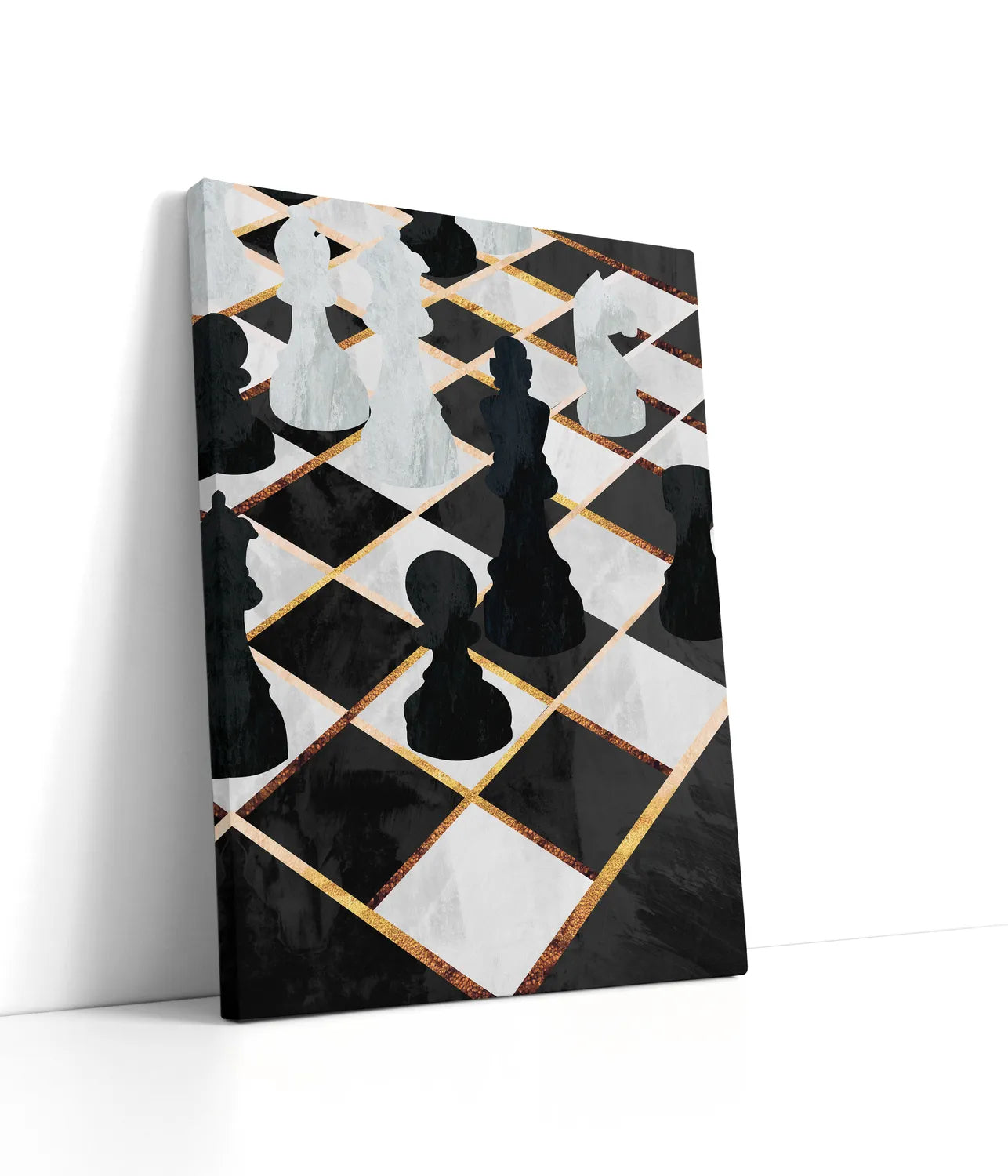 Chess black and gold 1 Lærred
