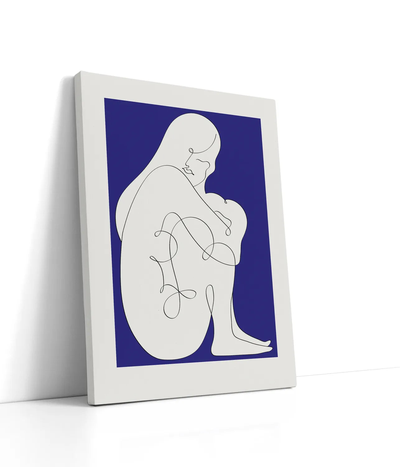 Sitting Woman Blue Lærred