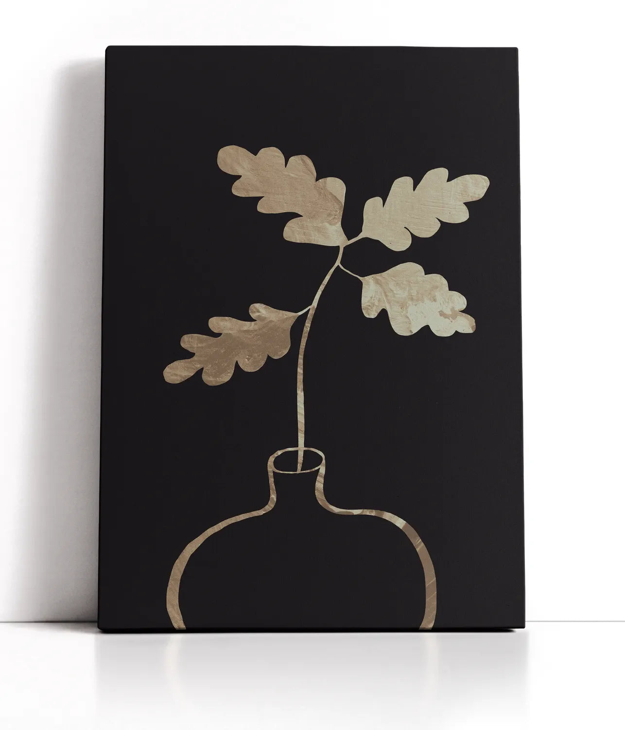 Leaves in Vase Gold Lærred