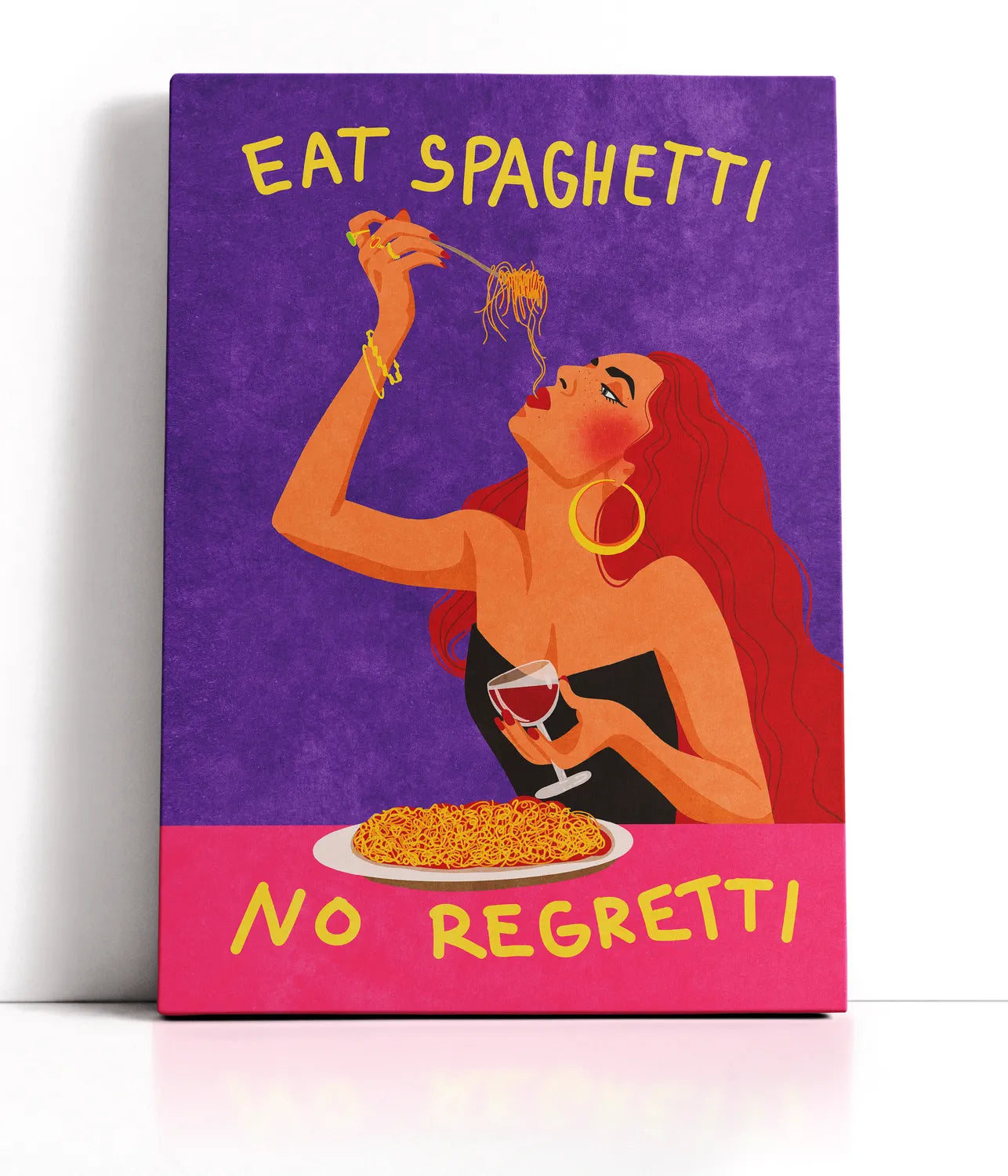 Eat spaghetti no regretti Lærred