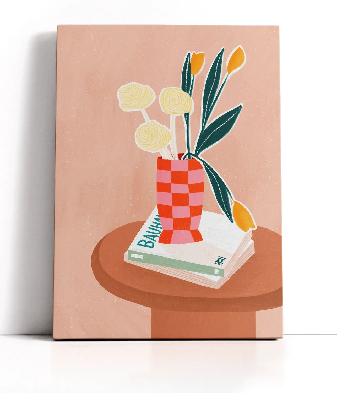 Checkered Vase Lærred