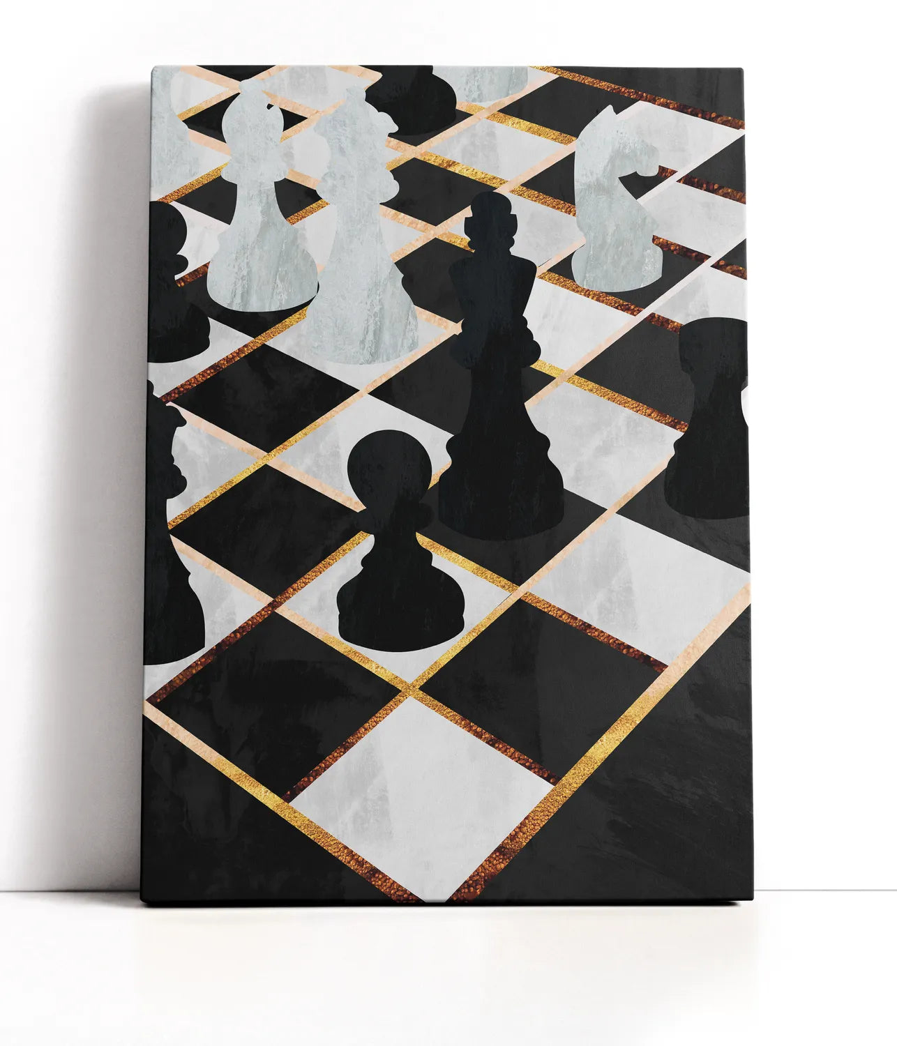 Chess black and gold 1 Lærred