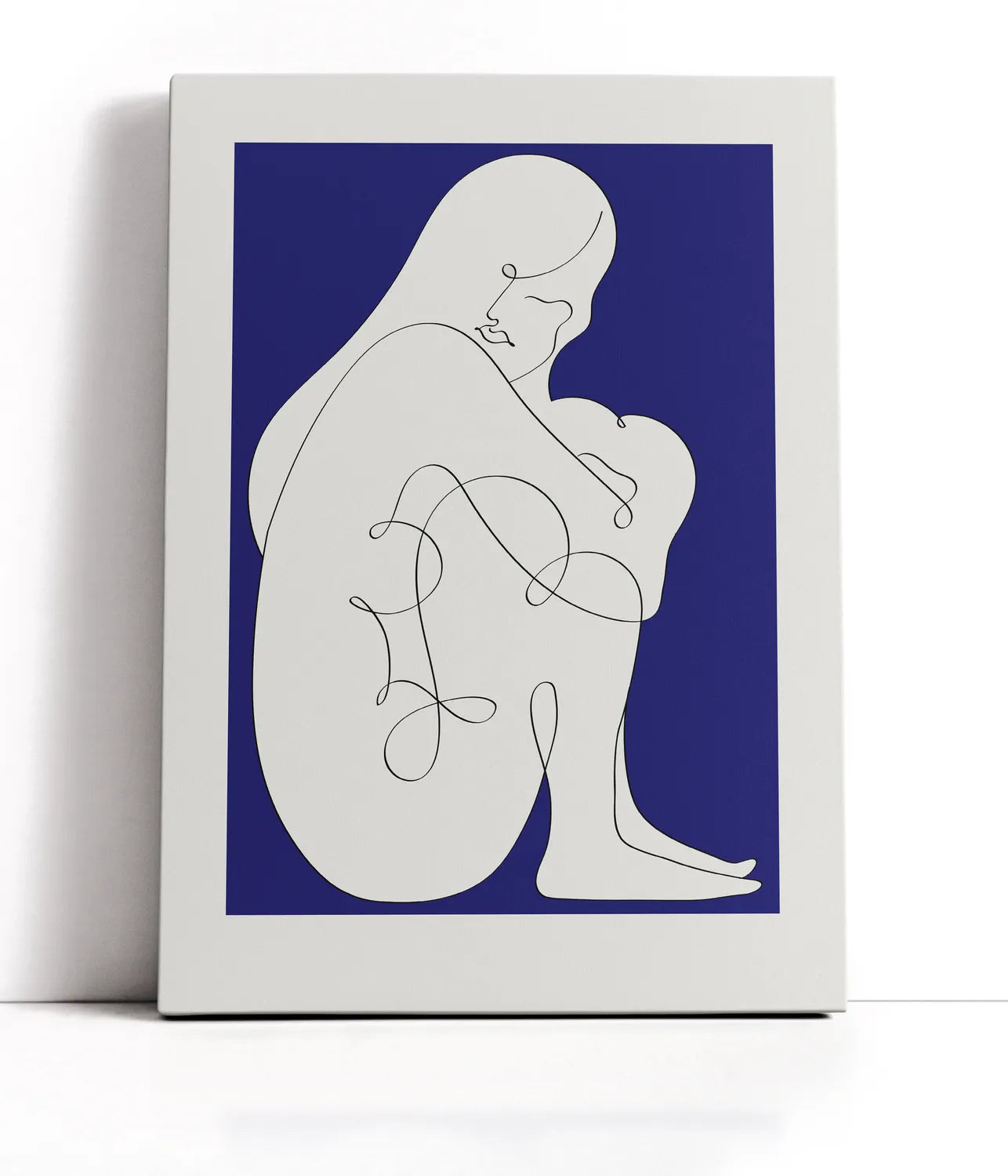 Sitting Woman Blue Lærred