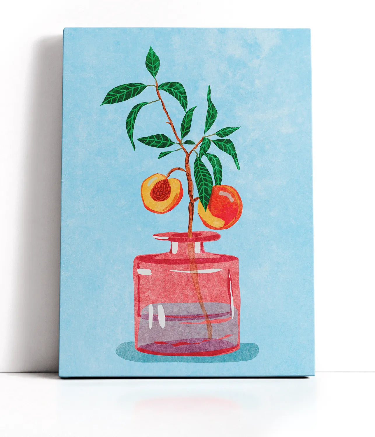 Peach Tree in Vase Lærred