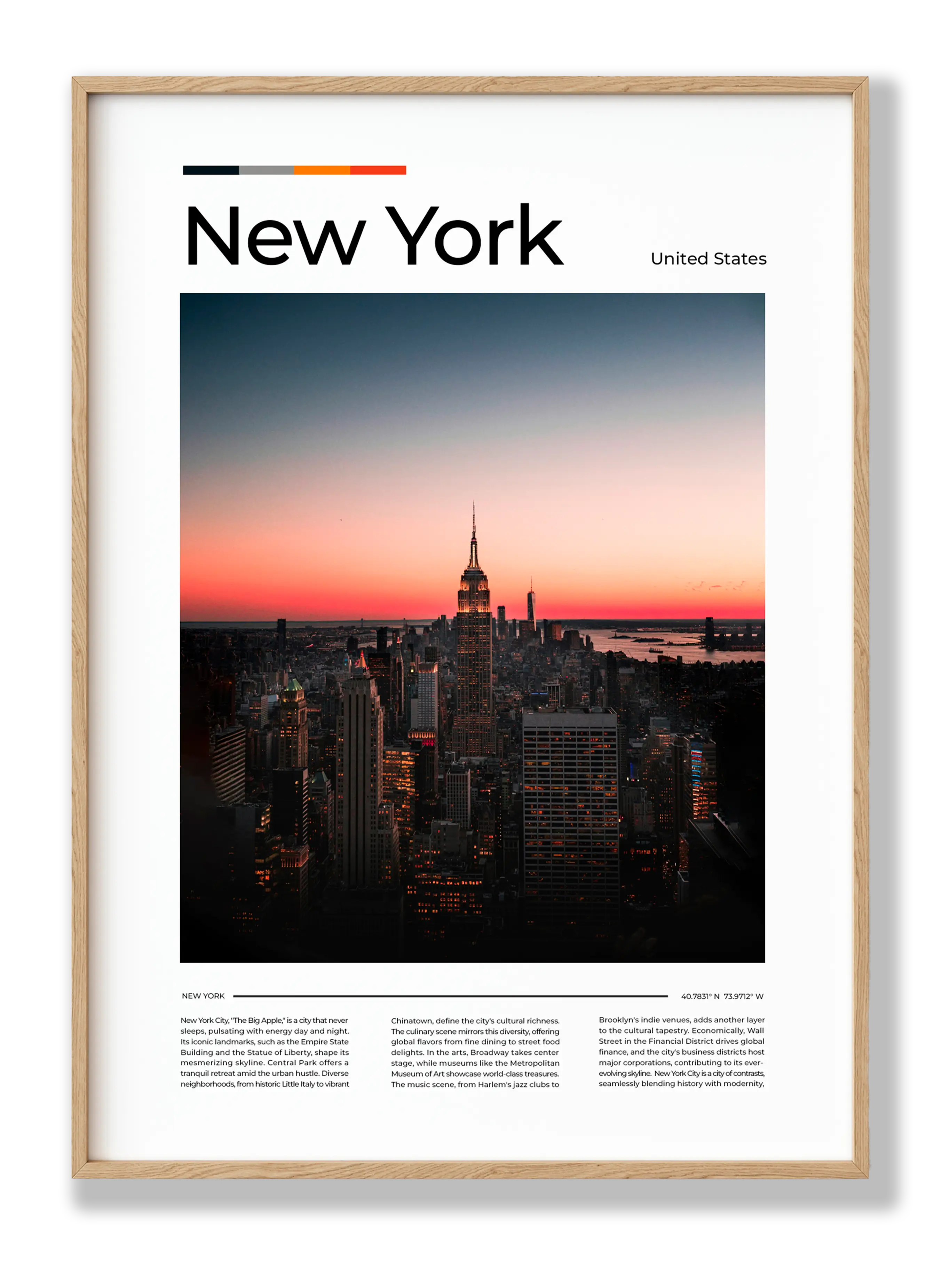 New York City Sunset Plakat