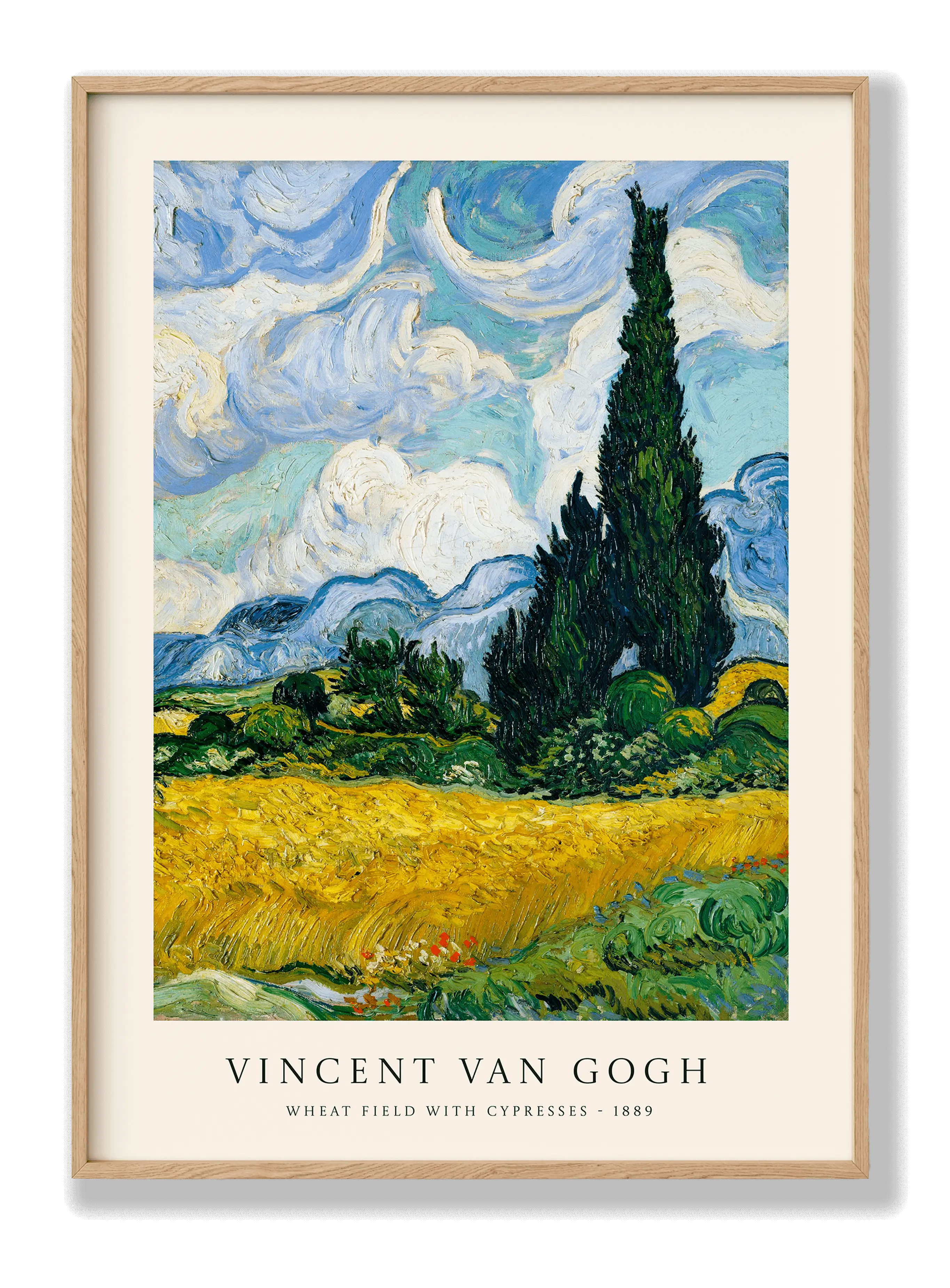 Van Gogh - Weizenfeld mit Zypressen Poster