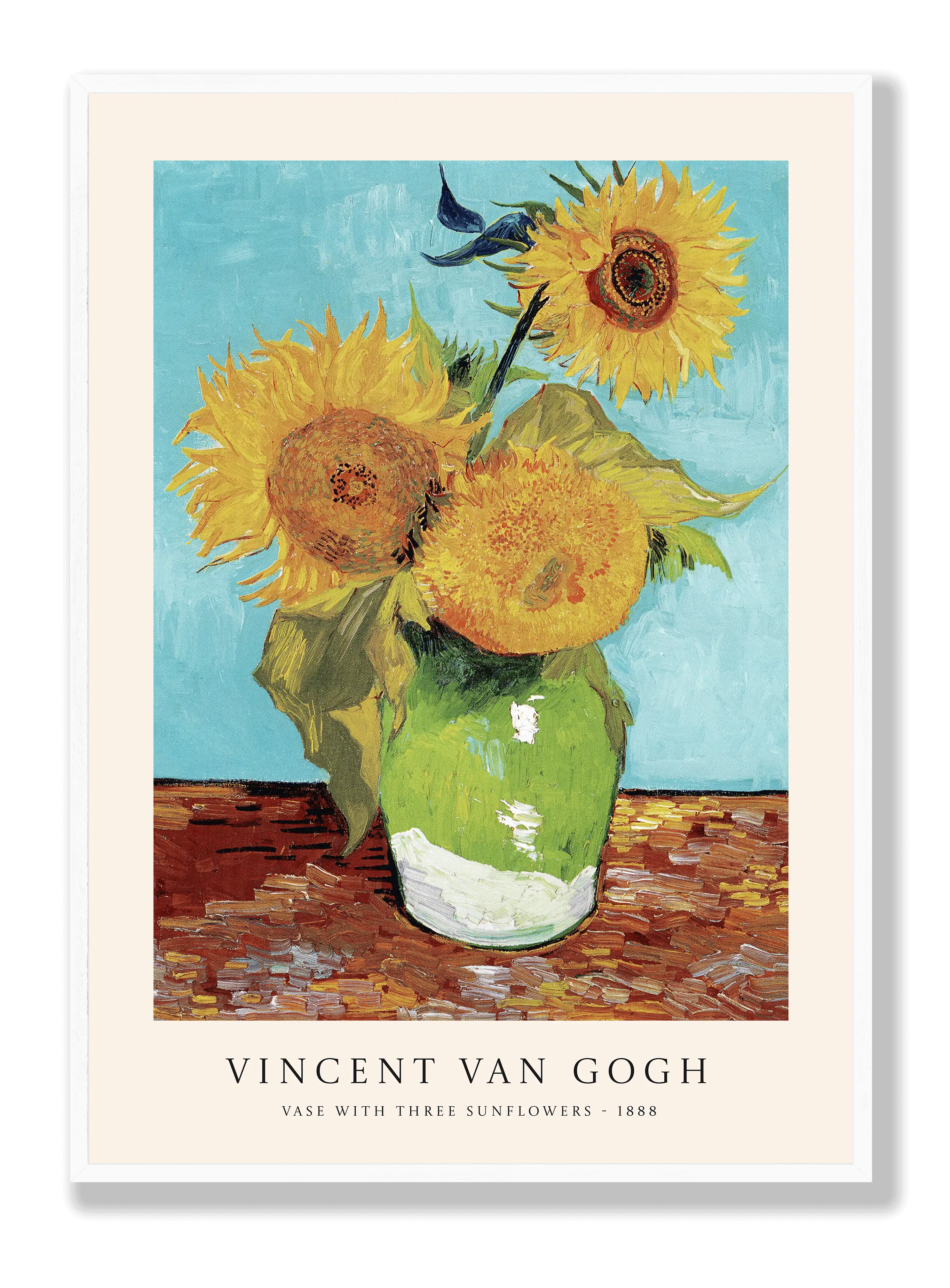 Van Gogh - Vase mit drei Sonnenblumen Poster