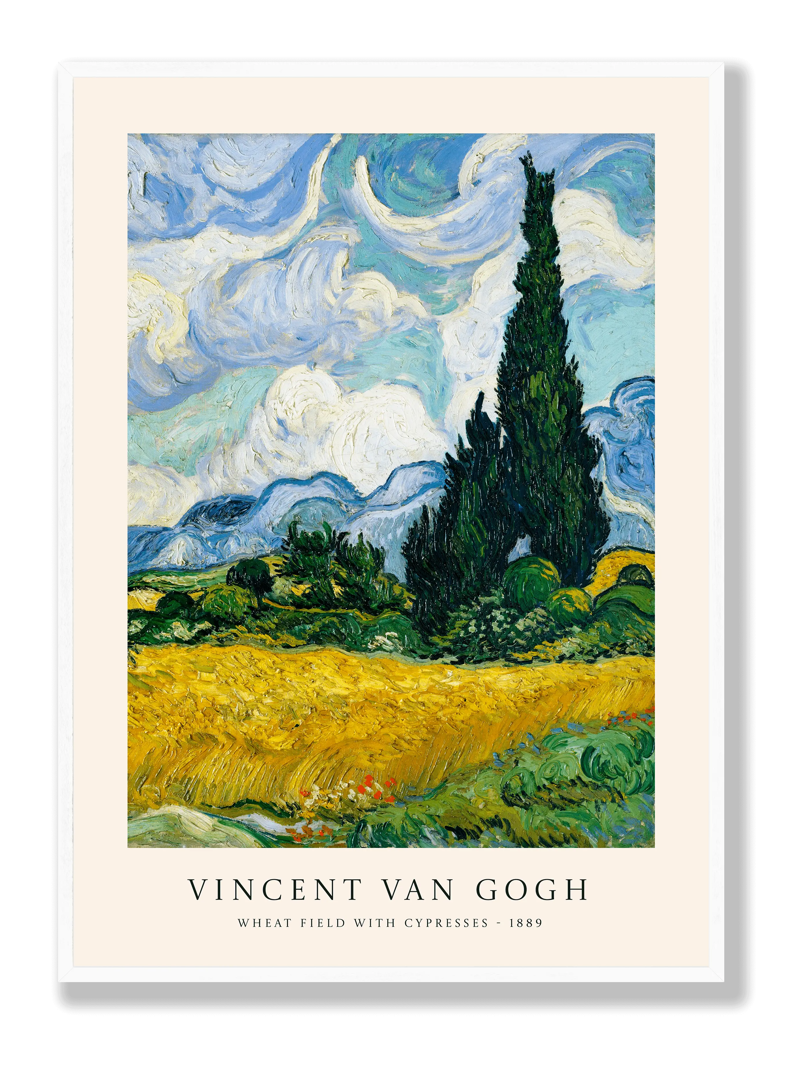 Van Gogh - Weizenfeld mit Zypressen Poster