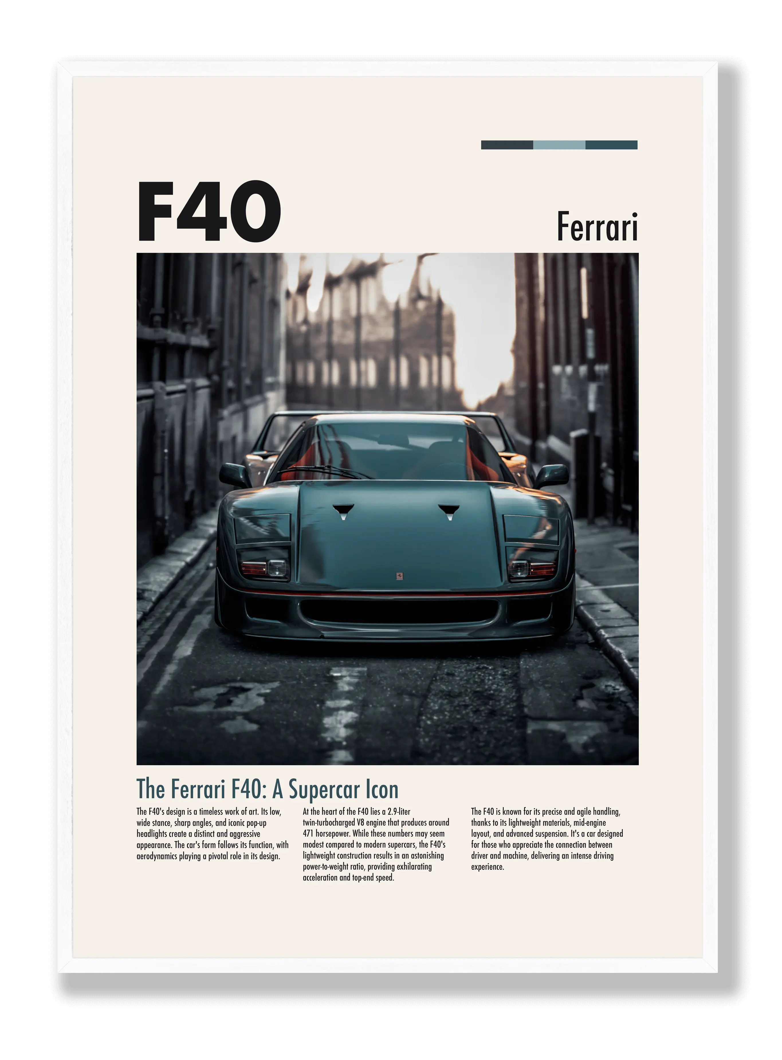 Ferrari F40 Schwarz Poster