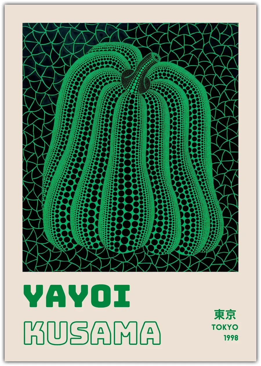 Yayoi Kusama - Grüner Kürbis Poster