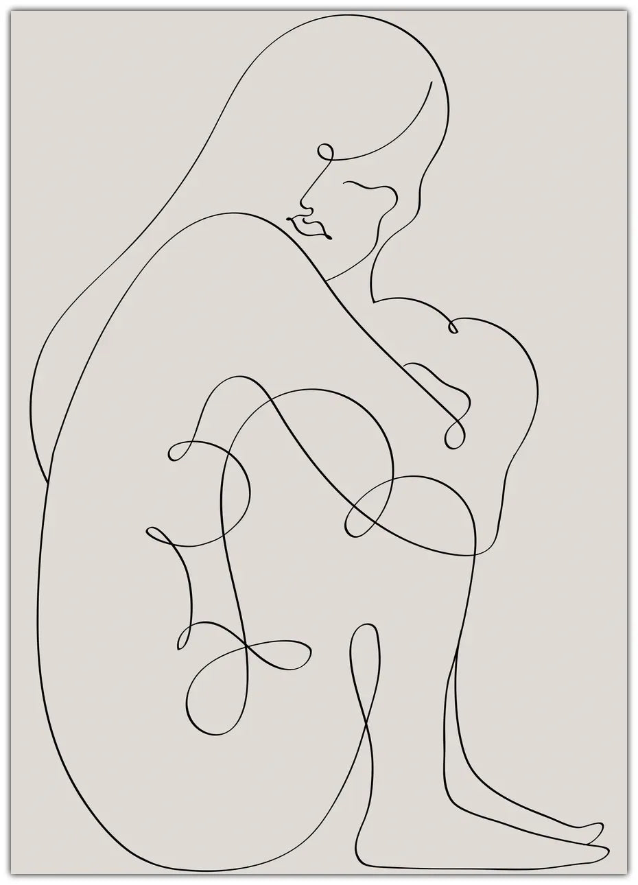 Woman Lines Black Poster
