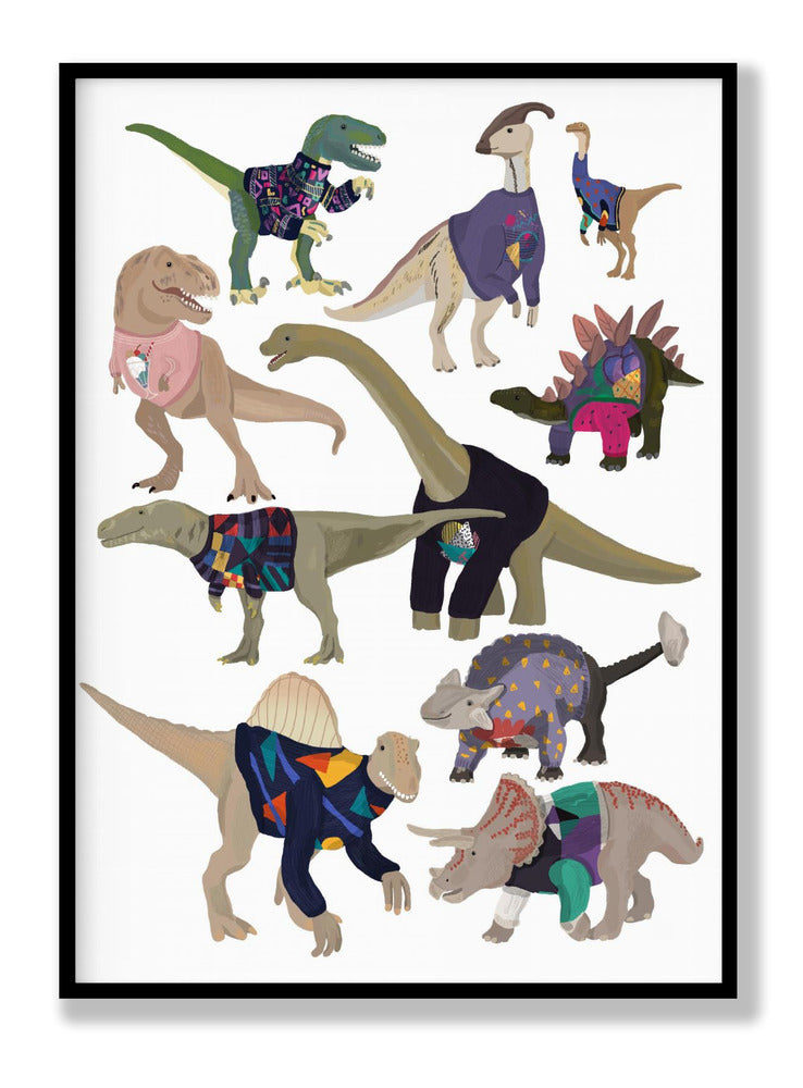 Dinosaurs In 80s Jumpers Poster